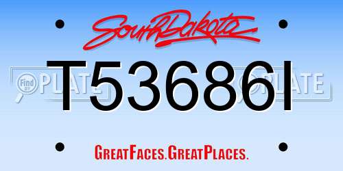 T53686I South Dakota License Plate