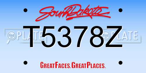 T5378Z South Dakota License Plate