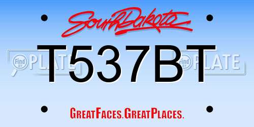T537BT South Dakota License Plate