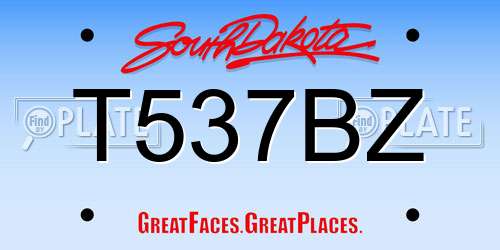 T537BZ South Dakota License Plate