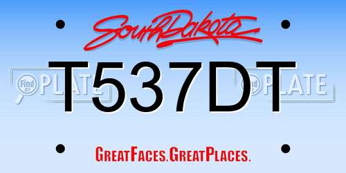 T537DT South Dakota License Plate