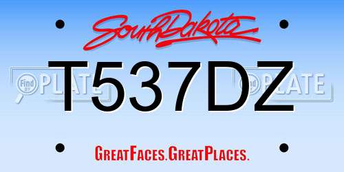 T537DZ South Dakota License Plate