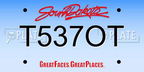 T537OT South Dakota License Plate