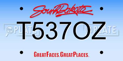 T537OZ South Dakota License Plate