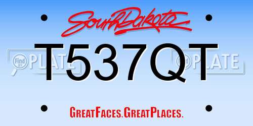 T537QT South Dakota License Plate