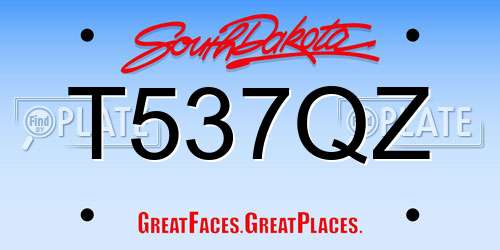 T537QZ South Dakota License Plate