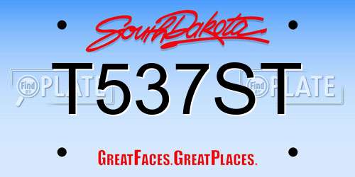 T537ST South Dakota License Plate