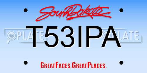 T53IPA South Dakota License Plate