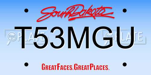 T53MGU South Dakota License Plate