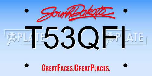 T53QFI South Dakota License Plate