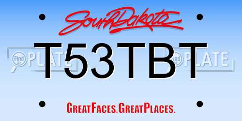 T53TBT South Dakota License Plate