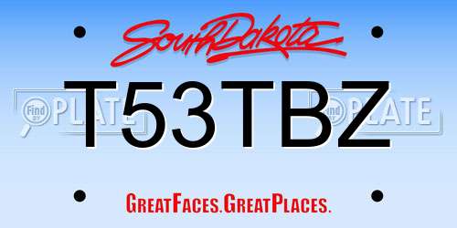T53TBZ South Dakota License Plate