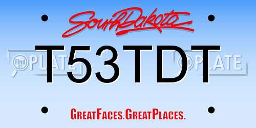 T53TDT South Dakota License Plate