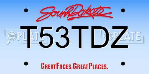 T53TDZ South Dakota License Plate