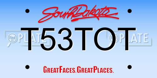 T53TOT South Dakota License Plate