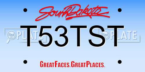 T53TST South Dakota License Plate