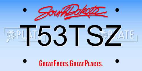 T53TSZ South Dakota License Plate
