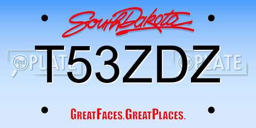 T53ZDZ South Dakota License Plate