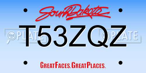 T53ZQZ South Dakota License Plate