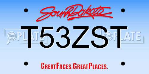 T53ZST South Dakota License Plate