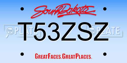 T53ZSZ South Dakota License Plate