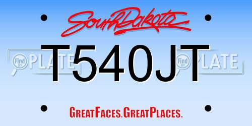 T540JT South Dakota License Plate