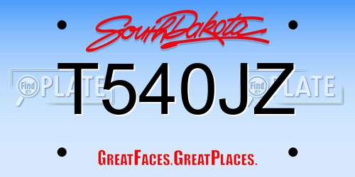 T540JZ South Dakota License Plate