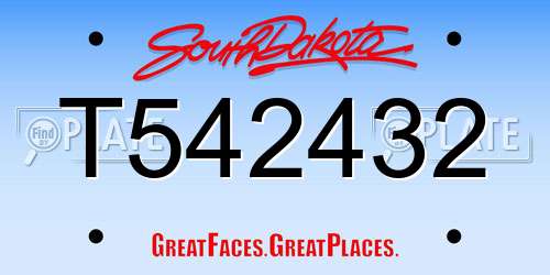 T542432 South Dakota License Plate