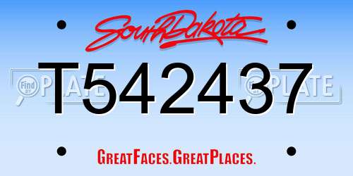 T542437 South Dakota License Plate