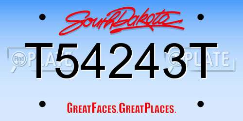 T54243T South Dakota License Plate