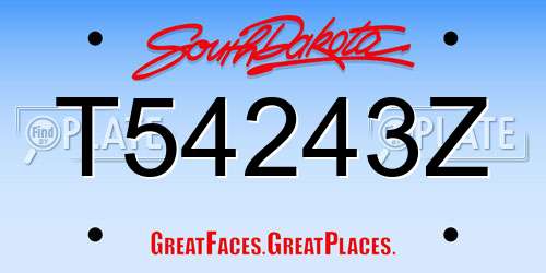 T54243Z South Dakota License Plate