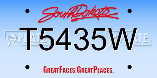 T5435W South Dakota License Plate