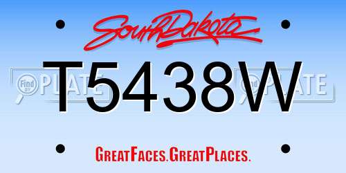 T5438W South Dakota License Plate