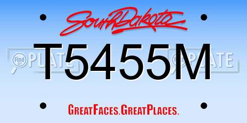 T5455M South Dakota License Plate