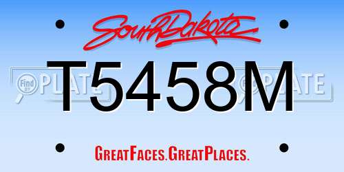 T5458M South Dakota License Plate
