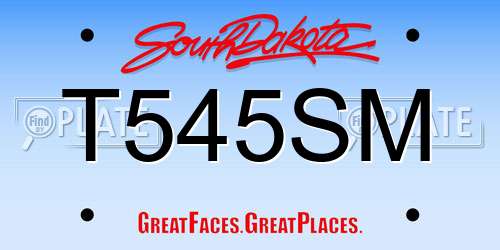 T545SM South Dakota License Plate