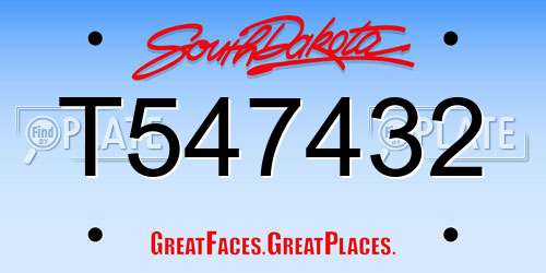 T547432 South Dakota License Plate