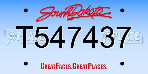 T547437 South Dakota License Plate