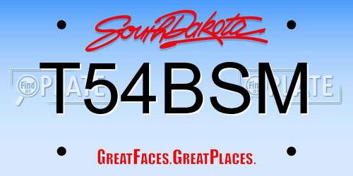 T54BSM South Dakota License Plate