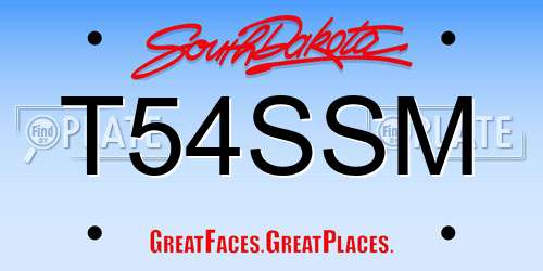 T54SSM South Dakota License Plate