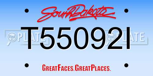 T55092I South Dakota License Plate