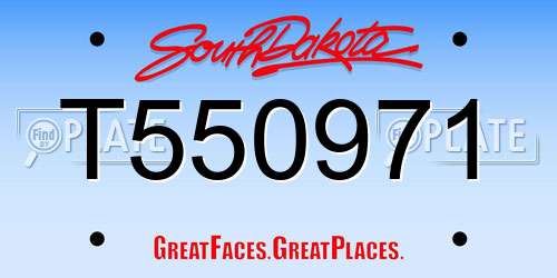 T550971 South Dakota License Plate