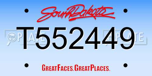 T552449 South Dakota License Plate