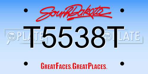 T5538T South Dakota License Plate