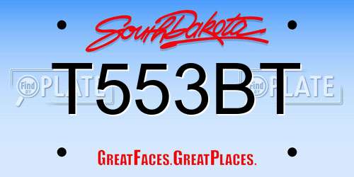 T553BT South Dakota License Plate