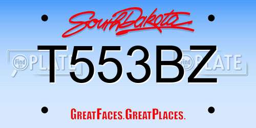 T553BZ South Dakota License Plate