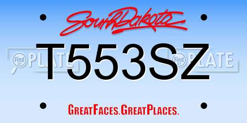 T553SZ South Dakota License Plate