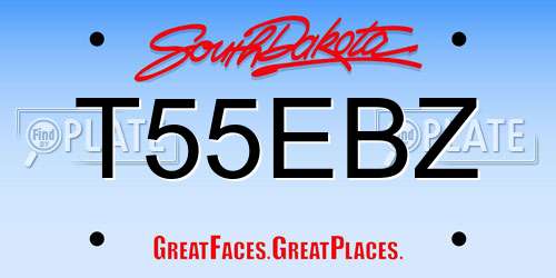 T55EBZ South Dakota License Plate