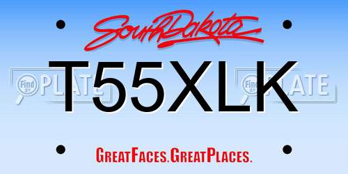 T55XLK South Dakota License Plate