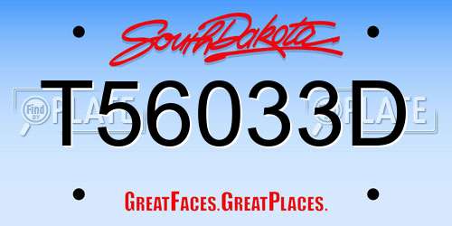 T56033D South Dakota License Plate